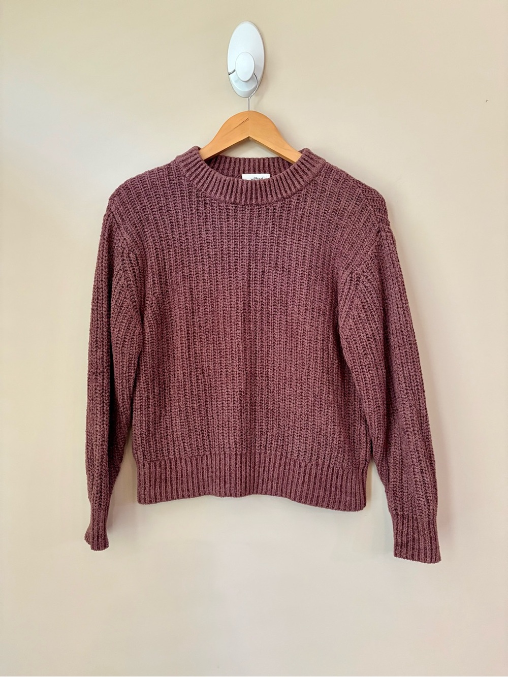 ARITZIA WILFRED Cozy Chunky Knit Chenille Crewneck Sweater, Dusty Mauve, XS